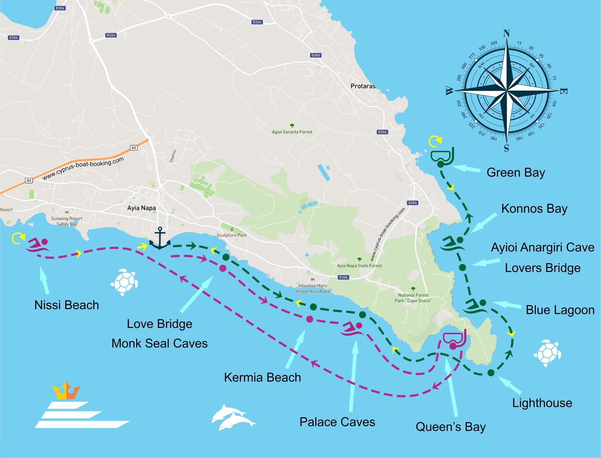 ALL THE ROUTES, LOCATIONS & SWIMMING STOPS YOU ARE GOING TO VISIT